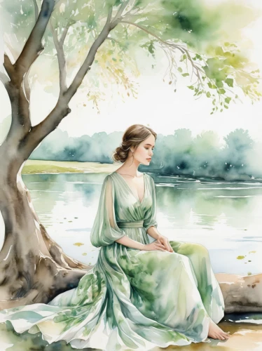 girl on the river,watercolor background,jessamine,watercolor painting,watercolor,watercolor women accessory,watercolor paint,jane austen,idyll,girl with tree,girl in a long dress,photo painting,rusalka,water color,girl in the garden,water nymph,watercolors,water colors,celtic queen,watercolour,Photography,Fashion Photography,Fashion Photography 02