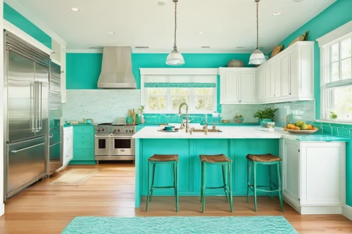 color turquoise,kitchen design,teal and orange,kitchen interior,tile kitchen,vintage kitchen,turquoise,kitchen remodel,turquoise leather,modern kitchen interior,modern kitchen,turquoise wool,big kitchen,kitchen counter,vibrant color,kitchen,star kitchen,trend color,contemporary decor,kitchen cabinet,Art,Artistic Painting,Artistic Painting 21