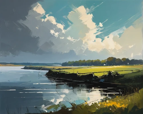 dutch landscape,river landscape,small landscape,polder,groenendael,coastal landscape,marsh,rural landscape,evening lake,landscape,tidal marsh,boat landscape,estuary,summer evening,freshwater marsh,farm landscape,home landscape,autumn landscape,landscape background,salt marsh,Conceptual Art,Fantasy,Fantasy 06