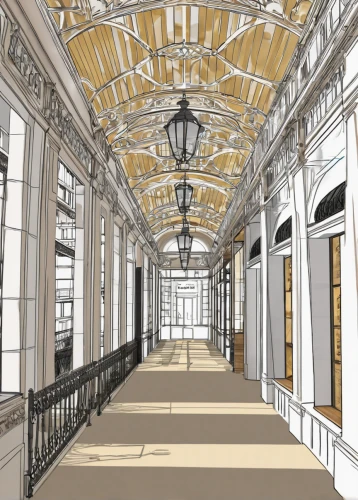 ballroom,daylighting,art nouveau design,hallway space,art nouveau,neoclassical,3d rendering,entrance hall,facade painting,colonnade,tokyo station,factory hall,classical architecture,ceiling construction,school design,core renovation,hallway,empty hall,hall roof,hall,Conceptual Art,Daily,Daily 35