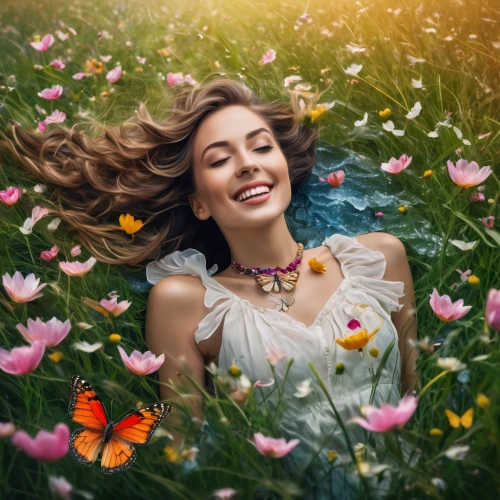 girl in flowers,beautiful girl with flowers,girl lying on the grass,floral background,flower background,falling flowers,daisies,field of flowers,flower fairy,spring background,blanket of flowers,meadow flowers,spring leaf background,springtime background,scattered flowers,flower nectar,flower wall en,bright flowers,flower field,floral heart,Photography,General,Fantasy