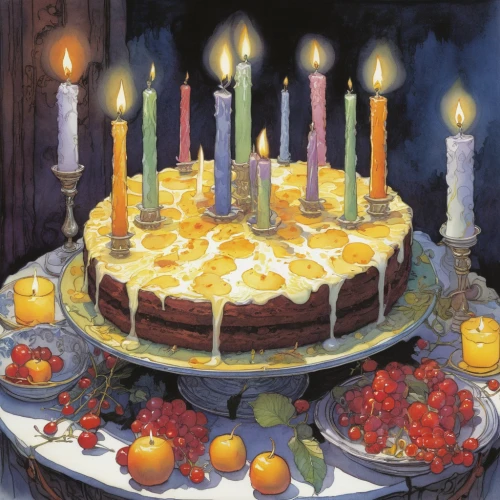 birthday candle,advent candles,shabbat candles,fruit cake,citrus cake,hannukah,candle wick,mixed fruit cake,advent candle,timballo,clipart cake,menorah,orange cake,plum cake,chanukah,burning candle,second candle,candles,hanukah,celebration of witches,Illustration,Realistic Fantasy,Realistic Fantasy 04