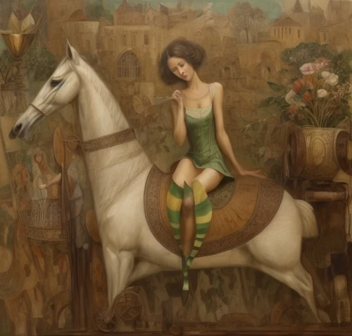 carousel horse,girl with a wheel,centaur,horseback,camelride,rocking horse,equestrian,jockey,joan of arc,wooden horse,fantasy art,hipparchia,wooden rocking horse,equestrianism,girl with a dolphin,girl with bread-and-butter,orientalism,hobbyhorse,racehorse,riding lessons,Common,Common,Fashion