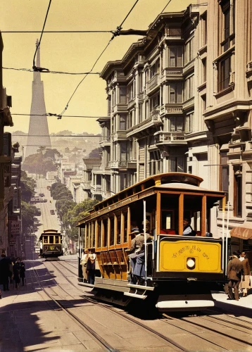 cable cars,the lisbon tram,cable car,trolleybuses,street car,tramway,trolley train,streetcar,valparaiso,san francisco,cablecar,tram road,trolleybus,tram,sanfrancisco,trolley bus,cable railway,tram car,trolley,aerial passenger line,Art,Classical Oil Painting,Classical Oil Painting 32