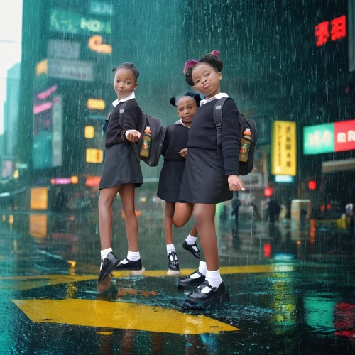 walking in the rain,harlem,in the rain,little girls walking,raindops,pedestrians,world digital painting,rainy day,crosswalk,rainy,nyc,ny,rains,heavy rain,school children,rain,umbrellas,sirens,hong kong,photoshop manipulation