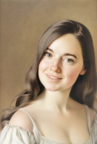 young woman,portrait of a girl,oil painting,romantic portrait,portrait of a woman,girl portrait,woman portrait,girl in a historic way,a charming woman,jane austen,portrait background,the girl's face,photo painting,young lady,young girl,girl in a long,artist portrait,white lady,woman's face,oil painting on canvas