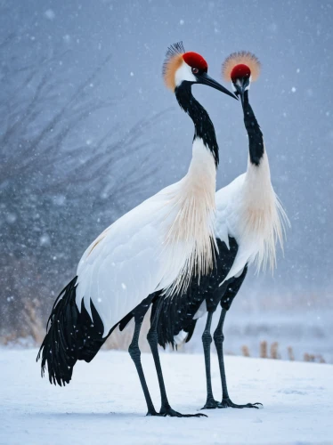 red-crowned crane,eastern crowned crane,grey crowned cranes,gray crowned crane,grey crowned crane,white-naped crane,grey neck king crane,arctic birds,whooping crane,bird couple,winter animals,white storks,crane-like bird,fujian white crane,storks,flamingo couple,red beak,penguin couple,charadriiformes,winter chickens,Art,Classical Oil Painting,Classical Oil Painting 37