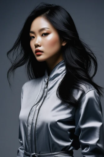 asian woman,mulan,bjork,asian vision,portrait background,silk,artificial hair integrations,fashion vector,korean,asian girl,asian culture,asian,grey background,asian semi-longhair,vietnamese,vietnamese woman,inner mongolian beauty,asia,solar,cantonese,Illustration,Realistic Fantasy,Realistic Fantasy 29