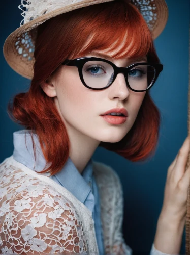 lace round frames,reading glasses,girl wearing hat,vintage girl,portrait photographers,vintage woman,silver framed glasses,redhead doll,retro woman,retro girl,retro women,spectacles,portrait photography,eye glass accessory,with glasses,realdoll,women fashion,vintage fashion,red-haired,vintage women,Conceptual Art,Daily,Daily 07
