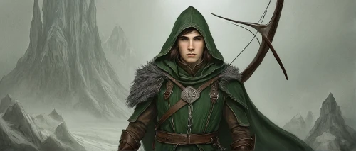 elven,male elf,elves,violet head elf,elf,the wanderer,dark elf,sterntaler,robin hood,elven forest,hooded man,heroic fantasy,wood elf,elf hat,patrol,aesulapian staff,vax figure,quarterstaff,huntress,druid,Illustration,Black and White,Black and White 23