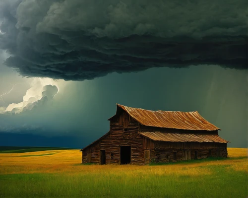 thunderstorm,storm clouds,lonely house,home landscape,stormy sky,a thunderstorm cell,tornado drum,thundercloud,house insurance,monsoon,storm,thunderclouds,storm ray,rural landscape,stormy clouds,wooden hut,shelf cloud,rainstorm,nature's wrath,farm hut,Art,Classical Oil Painting,Classical Oil Painting 44