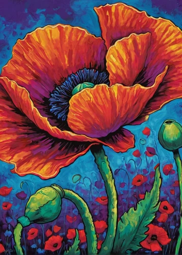 floral poppy,poppy flowers,poppies,oriental poppy,poppy plant,poppy flower,red poppies,flower painting,a couple of poppy flowers,opium poppies,corn poppies,poppy fields,iceland poppy,red poppy,corn poppy,poppy field,opium poppy,himilayan blue poppy,klatschmohn,papaver,Illustration,American Style,American Style 13