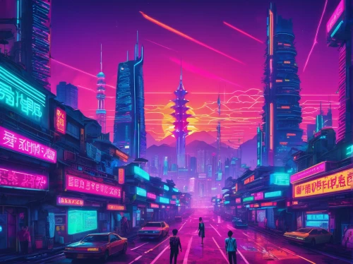 cyberpunk,colorful city,tokyo city,neon arrows,futuristic landscape,cityscape,tokyo,80's design,shinjuku,futuristic,80s,fantasy city,shanghai,metropolis,cyber,vapor,scifi,neon,ultraviolet,dystopian,Conceptual Art,Sci-Fi,Sci-Fi 27