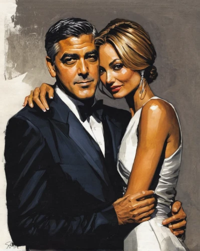 man and wife,bond,two people,pretty woman,mobster couple,wedding icons,man and woman,james bond,godfather,love couple,beautiful couple,couple in love,gentleman icons,romantic portrait,oil painting on canvas,wedding couple,husband and wife,young couple,as a couple,couple - relationship,Illustration,Paper based,Paper Based 05