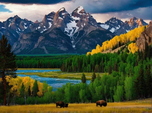 grand teton,teton,united states national park,grand tetons,mountain meadow,beautiful landscape,tibet,national park,mountain range,autumn mountains,paine national park,rocky mountain,meadow landscape,rocky mountains,landscapes beautiful,mountain pasture,patagonia,nature mongolia,mountainous landscape,mountain landscape,Illustration,Abstract Fantasy,Abstract Fantasy 01