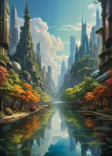 fantasy landscape,fantasy picture,futuristic landscape,3d fantasy,fantasy world,ancient city,fantasy city,world digital painting,fantasy art,landscape background,fairy world,virtual landscape,waterscape,dream world,fantasia,japan landscape,imperial shores,landscapes,high landscape,meteora