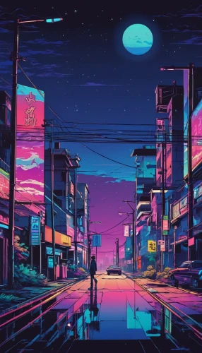 tokyo city,tokyo,cyberpunk,colorful city,dusk,cityscape,ultraviolet,shinjuku,suburb,osaka,futuristic landscape,kyoto,vapor,neon lights,aesthetic,80's design,neon,neon light,neon arrows,dusk background,Illustration,Japanese style,Japanese Style 06