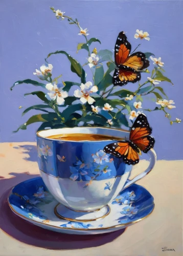butterfly floral,blue butterflies,ulysses butterfly,lycaena phlaeas,vanessa (butterfly),cloves schwindl inge,tea cups,butterflies,hesperia (butterfly),cup and saucer,carol colman,lycaena,julia butterfly,still life of spring,teacup,janome butterfly,butterfly day,plebejus,tea cup,blue and white porcelain,Illustration,Japanese style,Japanese Style 14