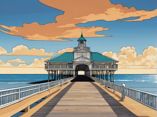 cromer pier,eastbourne pier,the pier,brighton pier,wooden pier,cromer,fishing pier,worthing,pier,boardwalk,old pier,east pier,busselton,saltburn pier,bandstand,seaside resort,blackpool,seaside country,princes pier,scheveningen,Illustration,Japanese style,Japanese Style 07