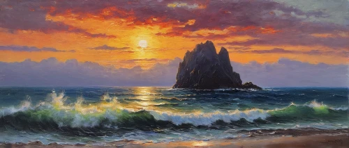 sea landscape,coastal landscape,sea stack,seascape,landscape with sea,beach landscape,the twelve apostles,el mar,seascapes,navajo bay,rocky coast,oil painting,twelve apostles,coast sunset,granite island,mountain beach,oil painting on canvas,split rock,chalk stack,fantasy landscape,Illustration,Paper based,Paper Based 06