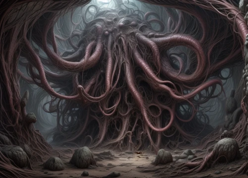 giant squid,kraken,tentacles,polyp,octopus,deep sea nautilus,cnidarian,tentacle,cephalopod,hinnom,deep sea,cuthulu,symbiotic,cnidaria,calamari,organism,pink octopus,supernatural creature,apiarium,abyss