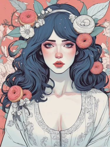 coral bells,flower fairy,jasmine blossom,mint blossom,eglantine,scent of jasmine,blossoms,peach blossom,fairy queen,almond blossoms,flower girl,moonflower,flora,petals,bloom,plum blossoms,blooming tea,orange blossom,hydrangeas,camellia,Illustration,Black and White,Black and White 12