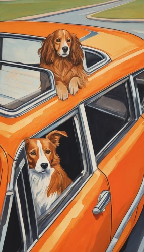 corgis,color dogs,three dogs,hound dogs,dog illustration,cavalier,king charles spaniel,two dogs,cavapoo,edsel,norfolk terrier,doggies,anthropomorphized animals,canines,car drawing,detail shot,dog frame,muscle car cartoon,automotive decor,nova scotia duck tolling retriever,Illustration,Black and White,Black and White 25