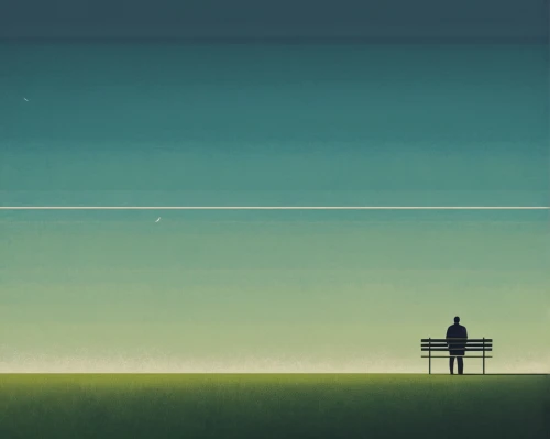 loneliness,man on a bench,solitude,to be alone,isolated,bench,vintage couple silhouette,distance,solitary,the horizon,lone,emptiness,alone,park bench,evening atmosphere,lonliness,benches,isolation,sit and wait,travelers,Conceptual Art,Sci-Fi,Sci-Fi 17