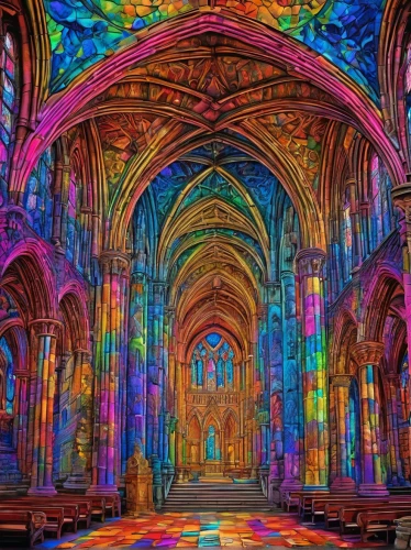 psychedelic art,colorful light,stained glass windows,the festival of colors,colored lights,haunted cathedral,sacred art,colorful tree of life,cathedral,psychedelic,notre dame,stained glass,colorfull,lsd,splendid colors,stained glass pattern,spectral colors,full of color,light of art,kaleidoscopic,Illustration,Realistic Fantasy,Realistic Fantasy 39