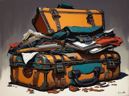 baggage,luggage and bags,suitcase,suitcases,luggage,old suitcase,travel bag,suitcase in field,luggage set,baggage hall,duffel,leather suitcase,hand luggage,carry-on bag,duffel bag,clutter,duffle,luggage compartments,packing,school items,Conceptual Art,Fantasy,Fantasy 08
