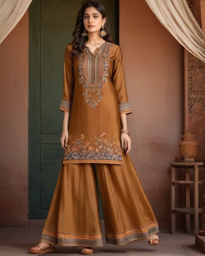 brown fabric,raw silk,women clothes,women's clothing,gold-pink earthy colors,ethnic design,ladies clothes,shop online,online shop,diwali,sari,bollywood,bridal clothing,women fashion,one-piece garment,ethnic,abaya,country dress,evening dress,online store,Illustration,Retro,Retro 19
