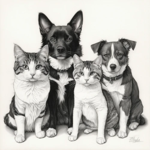 pet portrait,pencil drawings,dog line art,dog illustration,cat line art,pencil drawing,dog - cat friendship,dog drawing,three dogs,animal shelter,dog and cat,animal line art,animal portrait,american wirehair,pet adoption,cat family,french bulldogs,boston terrier,charcoal drawing,rain cats and dogs,Conceptual Art,Daily,Daily 08