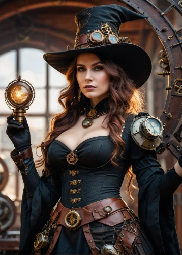 steampunk,steampunk gears,halloween witch,pirate,pirate treasure,dodge warlock,witch,celebration of witches,witch's hat,sorceress,clockmaker,hatter,fantasy portrait,victorian lady,cosplay image,witch hat,witch ban,witch's hat icon,black pearl,venetia