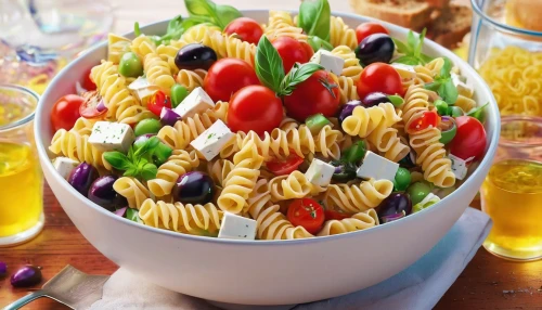 pasta salad,colorful pasta,penne alla vodka,salad niçoise,fusilli,mediterranean diet,rotini,glass noodle salad,pasta and beans,israeli salad,cavatappi,corn salad,insalata caprese,italian pasta,greek salad,salad garnish,vegetable salad,mixed salad,sicilian cuisine,strozzapreti,Illustration,Japanese style,Japanese Style 03