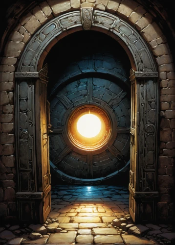 stargate,the threshold of the house,threshold,iron door,dungeons,portals,the door,empty tomb,keyhole,doorway,door to hell,portal,dungeon,play escape game live and win,chamber,metallic door,vault,labyrinth,portcullis,heaven gate,Illustration,American Style,American Style 02