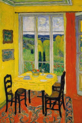 dining room,breakfast room,post impressionism,vincent van gough,vincent van gogh,post impressionist,dining table,café,tearoom,kitchen table,breakfast table,the kitchen,woman at cafe,braque francais,french windows,dining room table,dining,partiture,sitting room,the window,Art,Artistic Painting,Artistic Painting 21