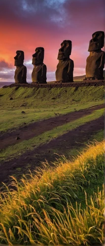easter islands,easter island,the moai,rapa nui,rapanui,moai,falkland islands,standing stones,stone circles,neolithic,north island,marvel of peru,eastern iceland,megalithic,megaliths,northern ireland,orkney island,stone henge,background with stones,stone circle,Illustration,American Style,American Style 11