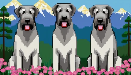 pixel art,three dogs,borzoi,dog frame,kuvasz,pixel,german shepards,color dogs,great dane,two running dogs,two dogs,huskies,smaland hound,doggies,canines,pyrenean mastiff,dog sled,posavac hound,dog illustration,pixelgrafic,Unique,Pixel,Pixel 01