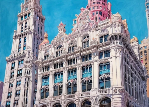 barcelona,gaudí,cocido madrileño,hotel w barcelona,buenos aires,renaissance tower,milan,facade painting,malaga,passeig de gracia,art nouveau,harrods,milano,vienna,grand hotel,palazzo,willis building,balcon de europa,havana,french building,Conceptual Art,Fantasy,Fantasy 24