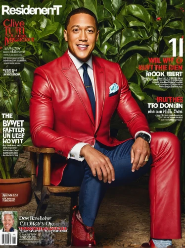 magazine cover,a black man on a suit,cover,magazine - publication,black businessman,vanity fair,magazine,men's suit,the print edition,billionaire,gardener,african american male,red socks,african businessman,cosmopolitan,memphis pattern,the suit,the fur red,black professional,social,Illustration,Realistic Fantasy,Realistic Fantasy 33