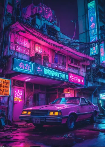 cyberpunk,tokyo,tokyo city,shinjuku,80s,toyota ae85,80's design,aesthetic,retro diner,vapor,neon arrows,colorful city,harajuku,neon drinks,kowloon,taipei,osaka,tokyo ¡¡,hong kong,bangkok,Conceptual Art,Sci-Fi,Sci-Fi 27