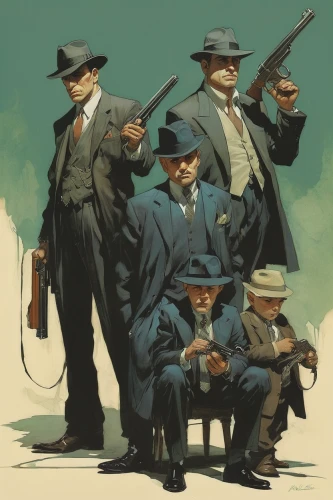 mafia,revolvers,gentleman icons,pistols,seven citizens of the country,game illustration,french foreign legion,troop,inspector,officers,rangers,soldiers,guns,detective,group of people,assassins,the men,spy,gunfighter,pensioners,Illustration,Paper based,Paper Based 17