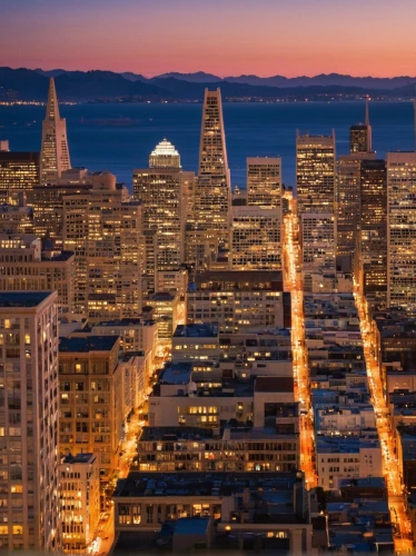 transamerica pyramid,san francisco,sanfrancisco,bay area,san francisco bay,financial district,city lights,oakland,evening city,citylights,tenderloin,207st,city at night,blue hour,tall buildings,city scape,west coast,city skyline,cable programming in the northwest part,los angeles,Illustration,Abstract Fantasy,Abstract Fantasy 10