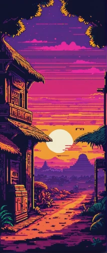 retro background,pixel art,dusk,dusk background,retro styled,coast sunset,80's design,lonely house,retro frame,sunset,retro,vintage wallpaper,scroll wallpaper,sunset glow,aesthetic,kyoto,nostalgic,purple landscape,mesa,wallpaper,Unique,Pixel,Pixel 04