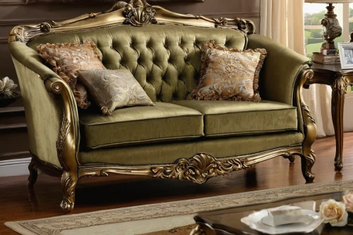 wing chair,antique furniture,chaise lounge,gold stucco frame,settee,upholstery,gold foil laurel,seating furniture,slipcover,armchair,antler velvet,chaise longue,sofa set,loveseat,soft furniture,shabby-chic,furniture,brown fabric,tufted beautiful,gold foil corner,Illustration,Abstract Fantasy,Abstract Fantasy 10