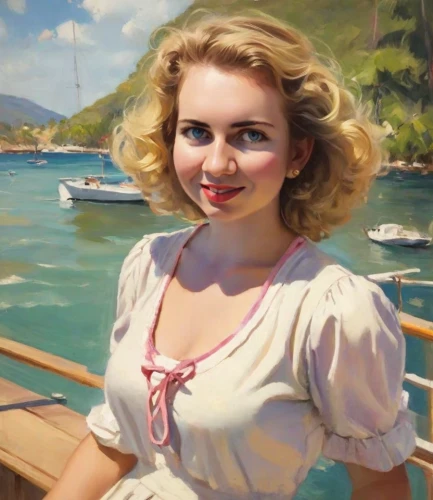 girl on the boat,girl on the river,the blonde in the river,marilyn monroe,emile vernon,ingrid bergman,retro woman,blonde woman,the sea maid,retro girl,merilyn monroe,a charming woman,retro women,capri,young woman,marina,audrey,vintage girl,the girl's face,woman with ice-cream