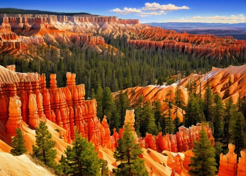 bryce canyon,hoodoos,fairyland canyon,united states national park,red cliff,yellow mountains,mountainous landforms,national park,arid landscape,soil erosion,flaming mountains,natural landscape,cliff dwelling,mountainous landscape,red earth,landscapes beautiful,aeolian landform,landform,mountain landscape,canyon,Art,Artistic Painting,Artistic Painting 29
