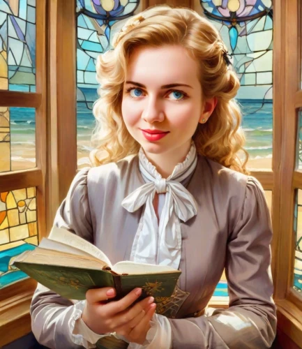 church painting,hymn book,librarian,women's novels,blonde woman reading a newspaper,emile vernon,girl studying,girl in a historic way,portrait of christi,prayer book,sci fiction illustration,church faith,woman church,author,jessamine,fantasy portrait,contemporary witnesses,portrait of a girl,a charming woman,world digital painting