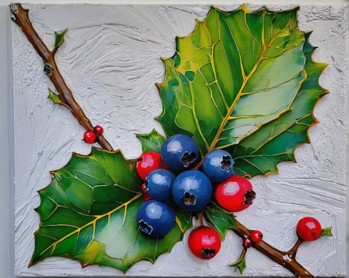 holly berries,holly wreath,american holly,currant decorative,blue leaf frame,glass painting,wood and grapes,cherry branch,holly leaves,fruit tree,wild grape leaves,grape leaves,oil painting on canvas,ireland berries,ceramic tile,elder berries,christmas wreath,berries,chestnut tree with red flowers,decorative art,Conceptual Art,Graffiti Art,Graffiti Art 02