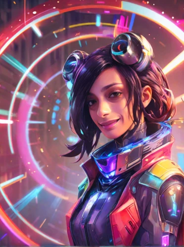 cg artwork,nova,tracer,symetra,portrait background,jaya,ursa,cyberpunk,background image,aurora,nico,mara,noodle image,transistor,sci fiction illustration,ying,show off aurora,juno,maya,vector girl